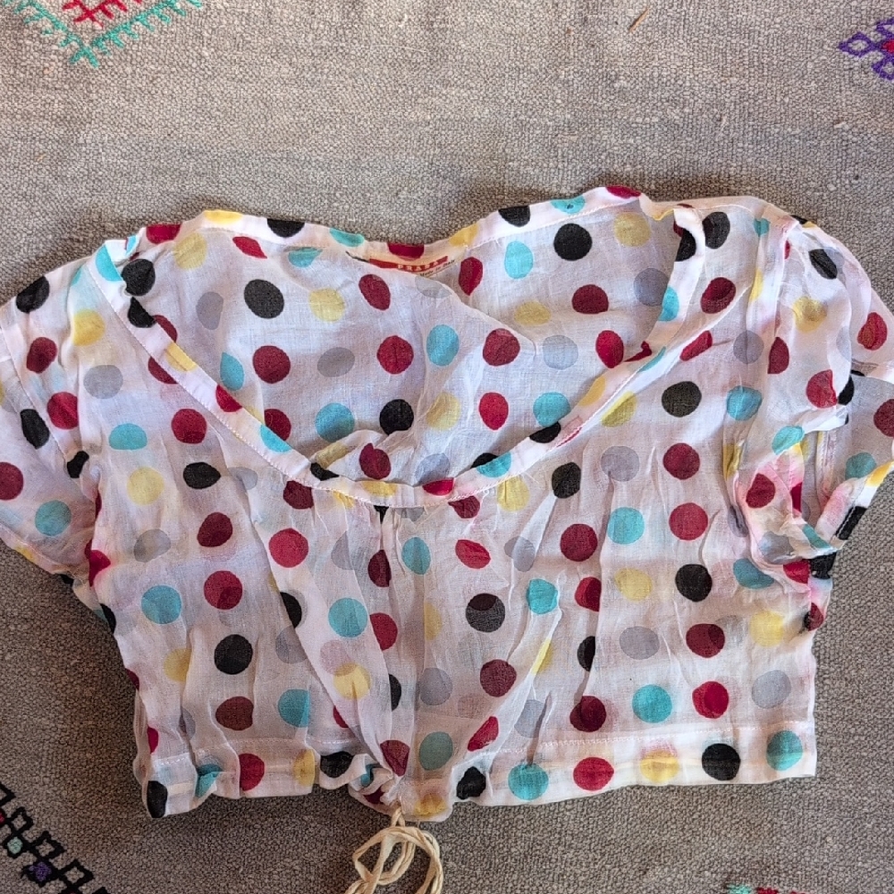 Prada Multicolor Polka Dot Crop Top